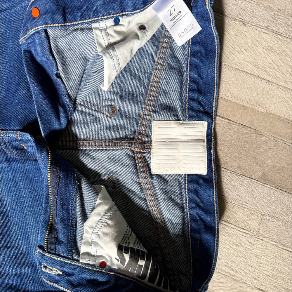 MOTHER Wide-Leg Flare Jeans in Classic Blue Denim - Picture 3 of 3